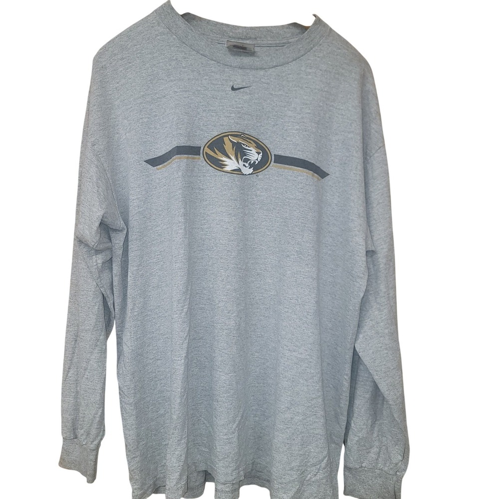 Nike Team Missouri Tigers VTG Long Sleeve T-Shirt Mens Large Gray Mizzou NCAA
